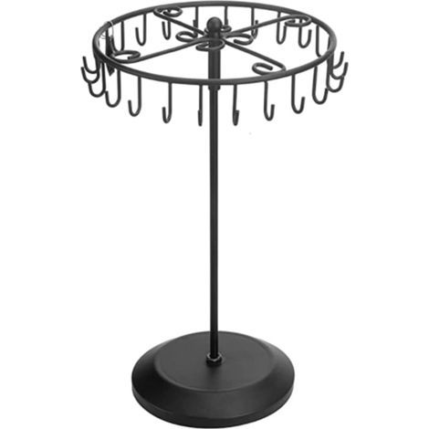 Présentoir à bijoux rotatif pour colliers, 35,5 cm (14 pouces), 23 crochets, noir, format court, 21 x 15 x 35 cm (8,27 x 5,9 x 13,8 pouces). (1/5)