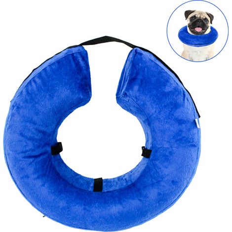 Collier gonflable PVC réglable pour chien et chat, avec fermeture auto-agrippante, accessoire de confort vétérinaire.