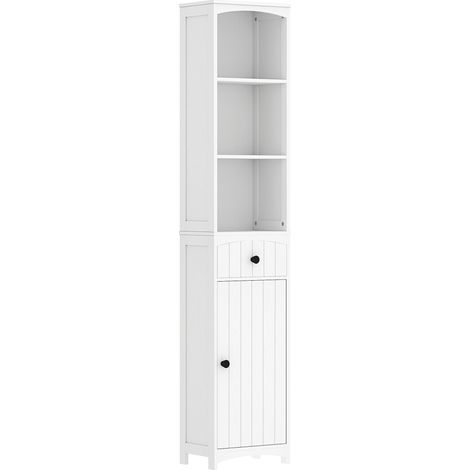CHICFURN Armario alto de baño 34x24x170,5 cm de MDF blanco ahorra espacio (1/5)