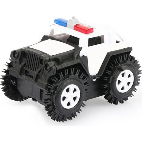 Camion électrique pour enfants, simulateur de cascades acrobatiques avec retournement automatique, style camion de police, jouet pour garçons et filles, gris et blanc. (1/5)