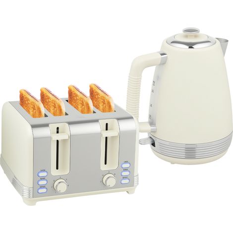 Bouilloire 1,7 L 2200 W thermostat Strix filtre grille-pain 4 tranches 7 niveaux brunissage ramasse-miettes