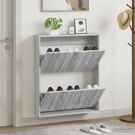 vidaXL Wall-Mounted Shoe Cabinet DELFT 71 x 17 x 86 cm Engineered Wood (1/5)