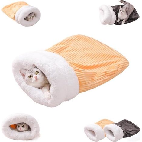 Sacco a pelo per gatti, sacco a pelo per gatti da interno, 1 pezzo, comodo sacco a pelo invernale per gatti, 54 x 45 cm, morbido lettino in peluche per gatti, nascondiglio (1/5)