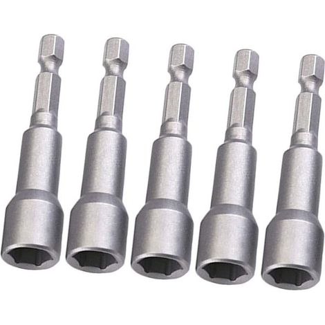 5 Pcs Embout Visseuse Aimanté, 8 mm 1/4' Hexagonale Embout Visseuse avec Rainure de Changement Rapide pour Perceuse à Main électrique/Perceuse Lithium/Tournevis Pneumatique a Choc (1/5)