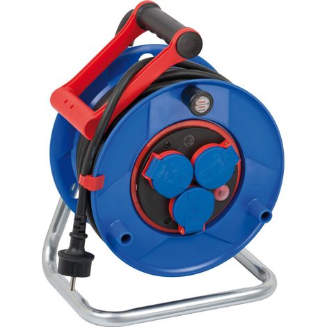 Enrouleur de câble, IP44, 25 m, pour industriel/kit de construction, scooter électrique, pour une utilisation sur les chantiers et en extérieur, protection des (1/2)