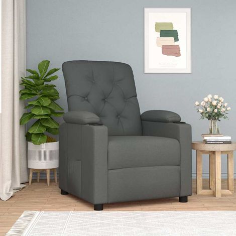 vidaXL Sillón reclinable de tela gris oscuro (1/5)