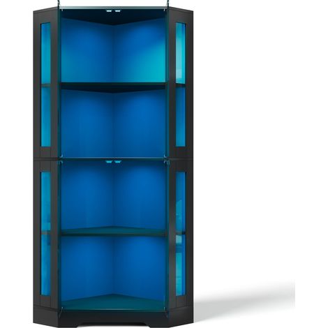 Vitrine d’angle en verre trempé 165 cm avec éclairage LED intégrée pour cuisine et salle à manger (1/5)