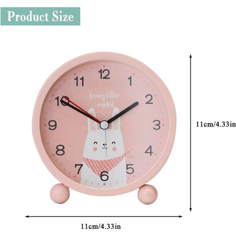 Réveil pour enfants garçons filles analogique non tic-tac silencieux mignon enfants réveil avec veilleuse silencieux silencieux enfants voyage réveil étudiant chambre bureau horloge (rose) (1/4)