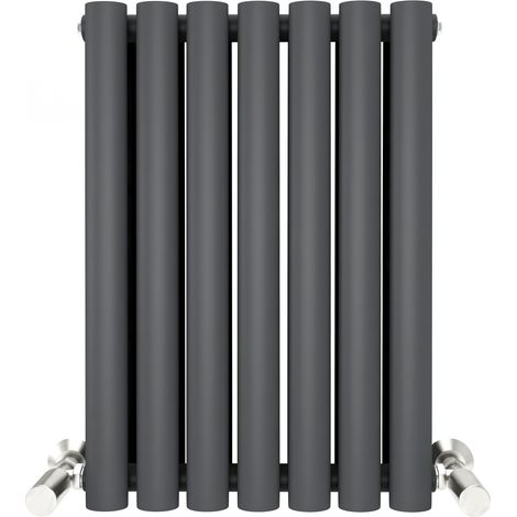 Anthracite Oval Tube 600x413mm Horizontal Double Panel Heated Towel Radiator