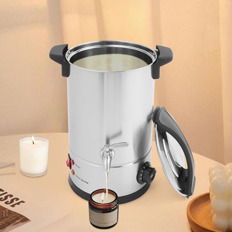 8L Wachsschmelzer für Kerzen 1800W Elektrischer Wachsschmelzofen aus Edelstahl Kerzenwachsschmelzer, Große Kapazität DIY Kerzenherstellung Kit, 30-110°C (8L) (1/5)