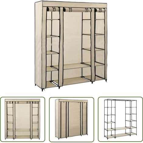 vidaXL Wardrobe with Compartments and Rods Cream 150x45x176 cm Fabric (1/5)