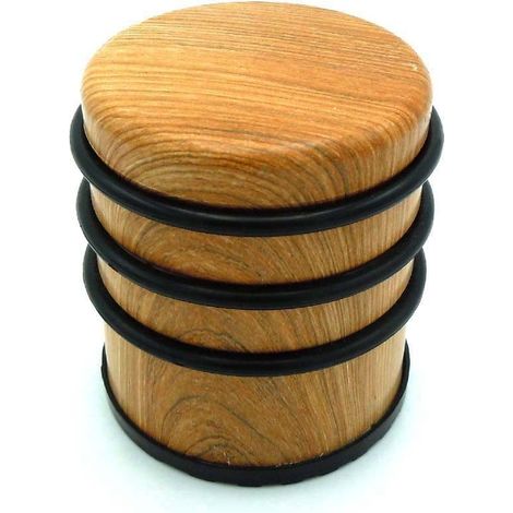 OSE – Butoir de porte imitation bois caoutchouc – Acier inoxydable – Diamètre 7 cm – Poids 1,2 kg – Installation sans fixation