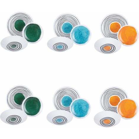 Service de vaisselle 18 pièces, en verre opale, 6 places de table dans 3 décors différents (1/5)