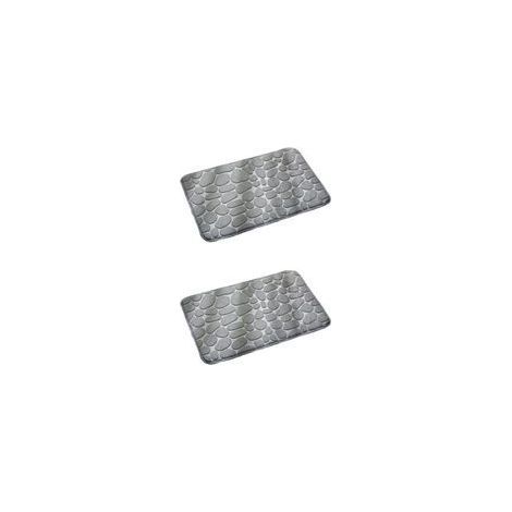 2 Tapis Relief Antidérapant 60x40 cm - Mousse à Mémoire de Forme - Motif Galets (1/4)