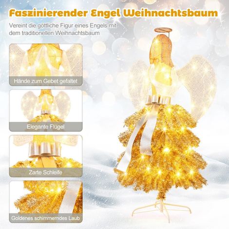 Kunstlicher weihnachtsbaum mit engelsfigur weihnachtsdeko mit warmweien led lichtern