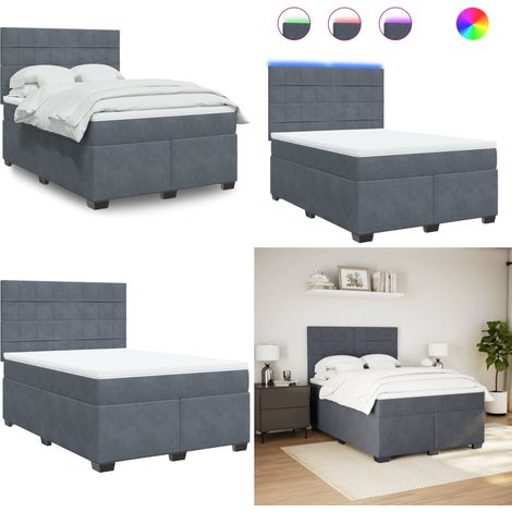 Boxspringbett mit Matratze Dunkelgrau 140x190 cm Samt - Boxspringbett - Doppelbett - Samtbett - Luxusbett - Schlafzimmermöbel - Home & Living (1/5)