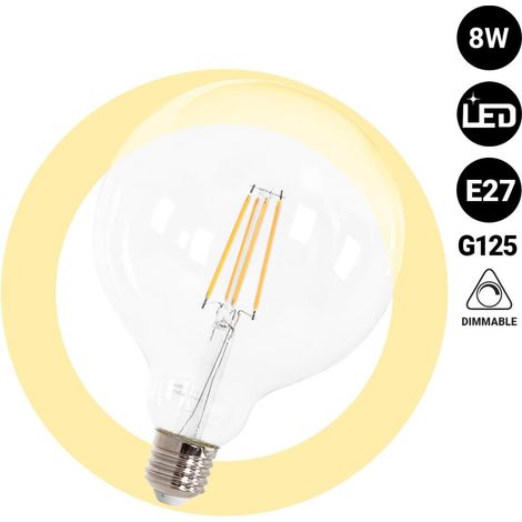 Bombilla LED Globo Filamento - E27 G125 - 8W - Regulable - Blanco Cálido (1/5)