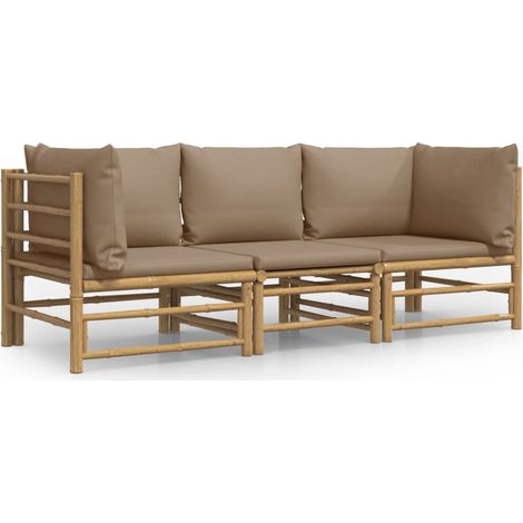 Maison Exclusive - 3-tlg. Garten-Lounge-Set mit Taupe Kissen Bamb