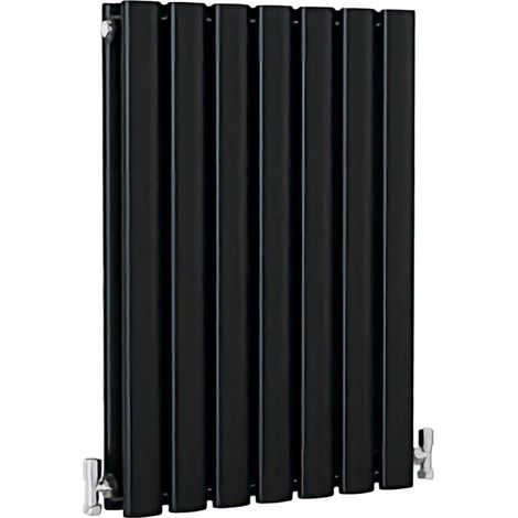 SKY Bathroom Oval Column Radiator Horizontal 600x413mm Double Black