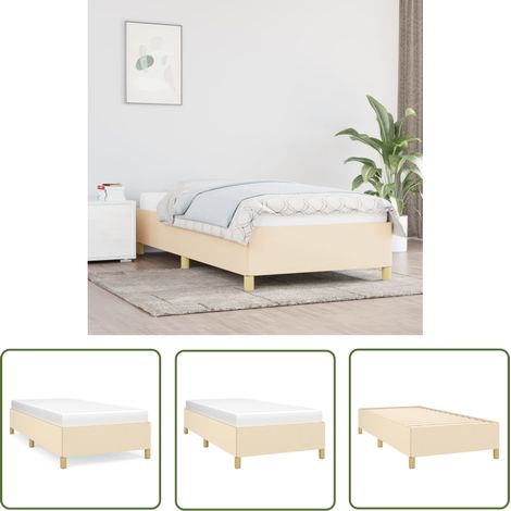 The Living Store Bettgestell ohne Matratze Creme 100x200 cm Stoff - Bettrahmen - Doppelbett - Cremefarbenes Bett - Lattenrost - Holzrahmen (1/5)