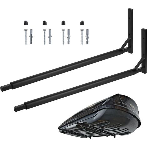1 Paire 82x26cm Support Mural pour Coffre de Toit en Acier avec Mousse Anti-Rayures, Charge 50 kg, pour Coffre de Toit, Planche de Surf, Paddle, Outils de Jardin(Noir) (1/5)