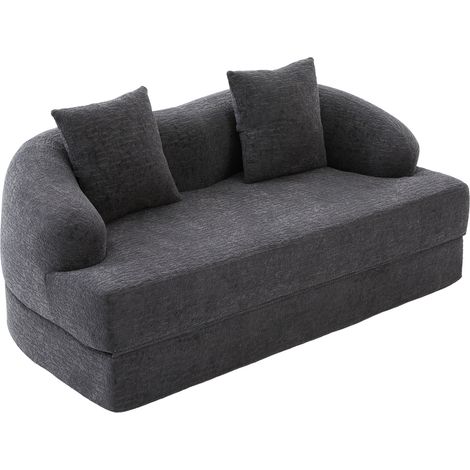GagaCanapé-lit pliant 2 places chenille gris foncé (1/5)