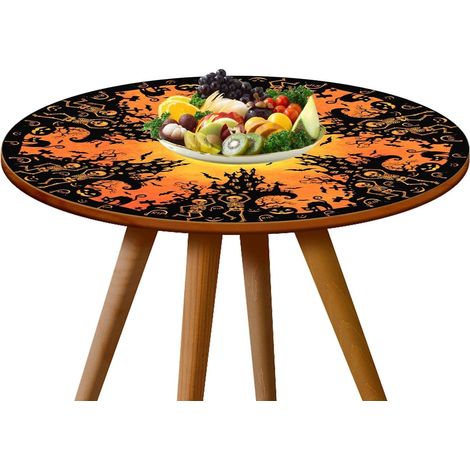 Nappe Ronde Ajustée Halloween Nappe Imperméable Réutilisable Motifs Crâne Nappes Élastiques Halloween Pour Fête Extérieur Intérieur Plage Camping Terrarium Barbecue Repas (1/5)