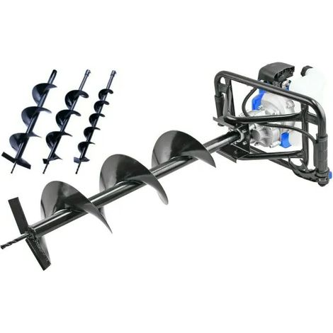 Hyundai – Tarière thermique 52cc 2Hp – Moteur 2 temps – Forets 10/15/20 cm – Démarrage à recul – Poignées antidérapantes pour confort