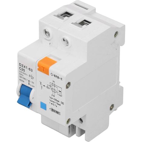 Disjoncteur 1P+N 25A – Protection fuites terre – 230/400V – Modèle DZ47LE-63 C25 – Sécurité tableau