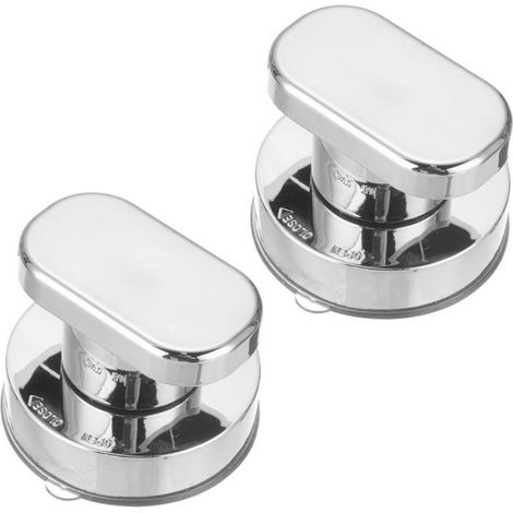 Poignée De Porte À Ventouse - 62x50mm - Pour Porte De Salle De Bain Vitre Ou Meuble - 2 Pièces (1/5)