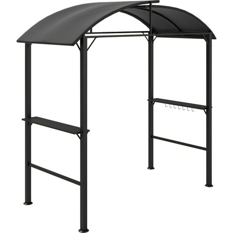 Grillpavillon, 2 Seitenablagen, Haken, Stahlrahmen, 1,1 x 2,3m, Dunkelgrau