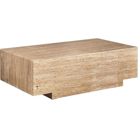Table basse art déco en travertin beige finition naturelle - Beige travertin naturel (1/5)