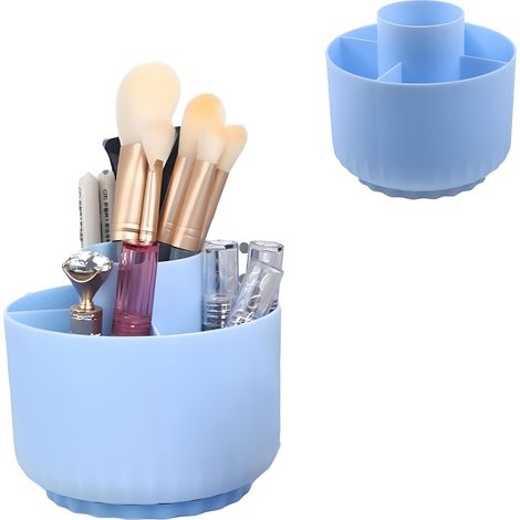Rangement Bureau 360° Porte Stylo, Porte-Crayons, Pot a Crayon Rangement 5 Compartiments, Organiseur Bureau Rotatif, Rotatif Pot a Crayonss Pour Bureaus, École, Maison (Bleu Foncé) (1/5)