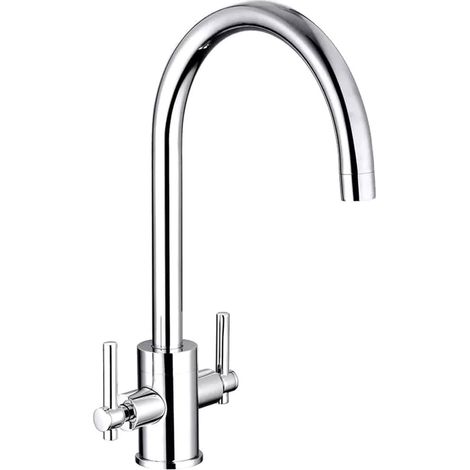 Nuie Charnel Kitchen Sink Mixer Tap Dual Lever Handle - Chrome (1/2)