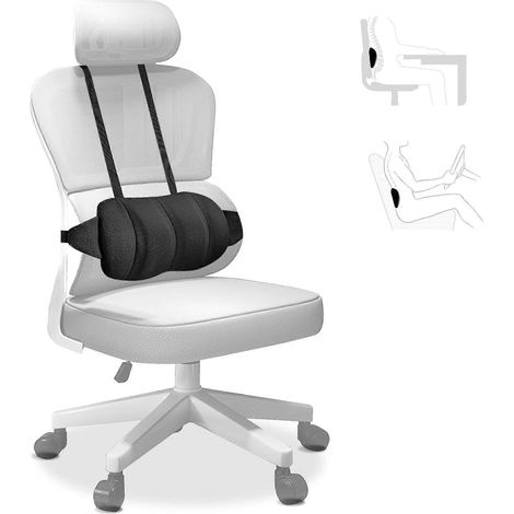 Coussin lombaire ergonomique pour voiture, coussin lombaire pour chaise de bureau, oreiller de soutien lombaire en mousse à mémoire de forme avec sangle réglable (1/5)