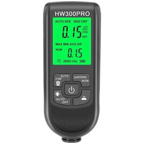 Jauge d'épaisseur de revêtement numérique portable, fonction d'arrêt automatique, plage de 0 à 2000 UM, outil de mesure de revêtement pour laboratoire de voiture (noir)