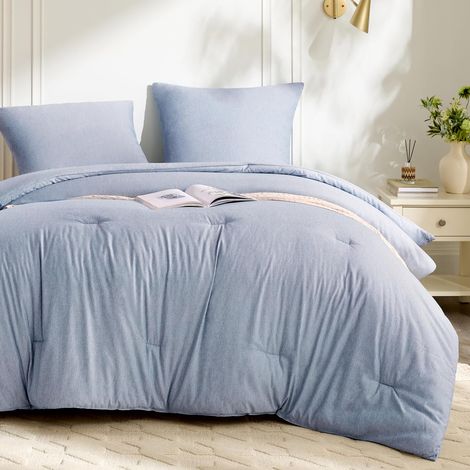Duvet 240 x 220 cm without cover with pillowcase 80 x 80 cm, 1 x duvet, 2 x pillowcases, soothing blue (1/5)