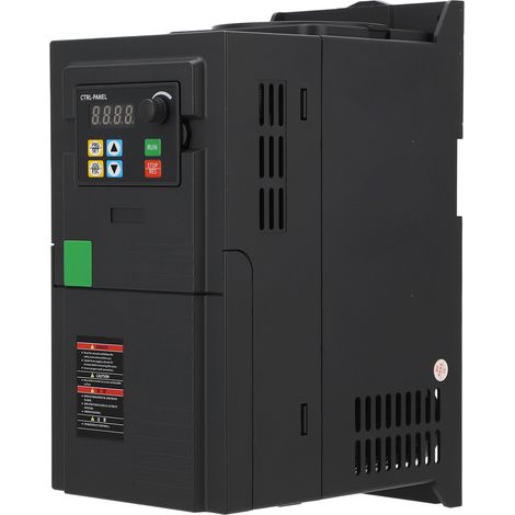 Convertisseur de fréquence monophasé 220-240V vers triphasé 0-240V, variateur vectoriel 5kW, sortie régulée, avec unité de freinage et RS485, pour moteur industriel. (1/5)