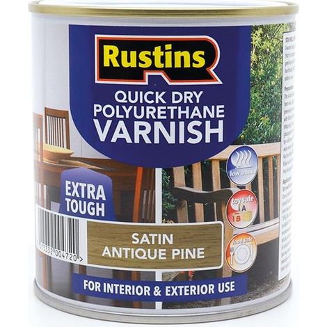 Rustins PSAPW500 Quick Dry Polyurethane Varnish Satin Antique Pine 500ml PSAPW500 RUS3963