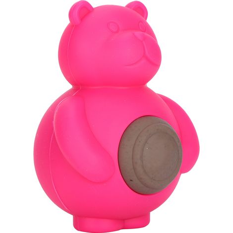Ours en silicone, saveur bœuf, jouet à mâcher résistant aux morsures pour chien, avec couinement, pour le nettoyage des dents (rouge). (1/5)