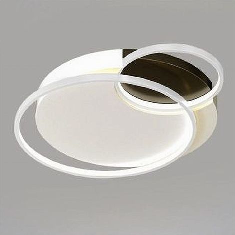 TrAdE Shop Traesio - Plafoniera Led 30 W 3 Cerchi Bianco Nero Lampadario A Soffitto Luce Fredda 70807 - (1/4)