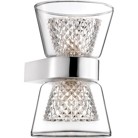 Merano Elizabeth Applique murale à 2 lumières vers le haut et vers le bas, aluminium chromé, verre transparent, ampoule G9 incluse