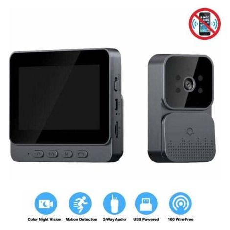 Vidéophone d’interphone vidéo 4,3 pouces avec écran IPS, vision nocturne infrarouge, fonctionne sans Wi-Fi, autonomie jusqu’à 3 mois, idéal pour porte d’entrée et interphone intérieur