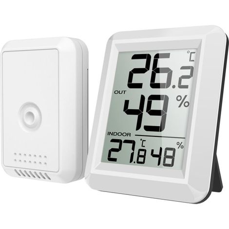 Thermomètre hygromètre numérique d'intérieur et d'extérieur avec capteur extérieur sans fil, thermomètre intelligent pour la maison, l'extérieur et le jardin, avec grand écran LCD et commutateur ℃/℉ X (1/4)