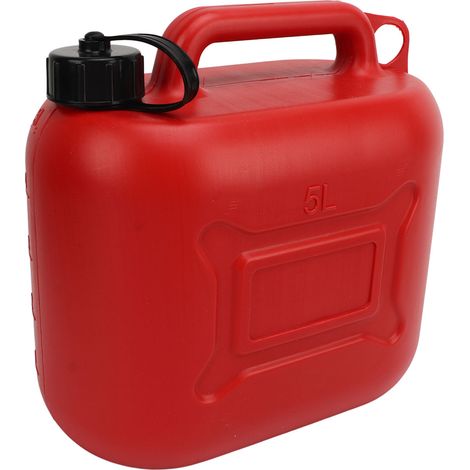 Bidon d'essence 5L 1,3 Gallon ABS Anti-Fuite Rouge Portable Réservoir de Carburant avec Tuyau de Sortie 27cm (1/5)