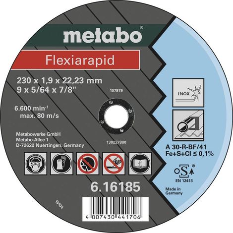 Flexiarapid 230 x 1,9 x 22,23 inox, meule de tronçonnage, modèle droit metabo 25 pièces (1/2)