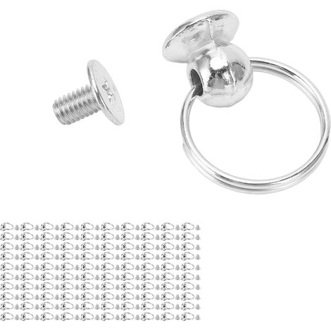 100 Pièces Anneaux de Traction Rivets Moine 8mm Cuivre Haute Brillance pour Vêtements, Sacs, Chaussures DIY, Finition Argentée