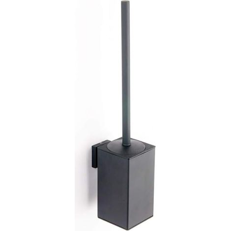 Brosse de toilette en acier inoxydable 304, support mural pour brosse de toilette, noir (1/5)