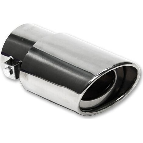 Embouts d'échappement universels 63 mm en acier inoxydable, silencieux d'échappement droit à sortie unique argentée (1/4)
