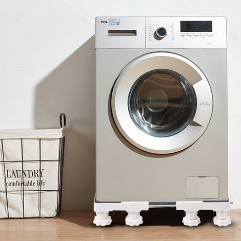 Ortviai Support pour machine à laver avec 12 pieds réglables, en acier inoxydable 304 et ABS, hauteur 9-12 cm (1/4)